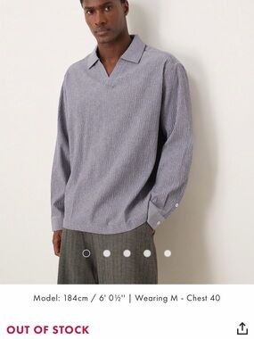 ASOS Men's Textured Long-Sleeve Button-Down Shirt - Light Gray
